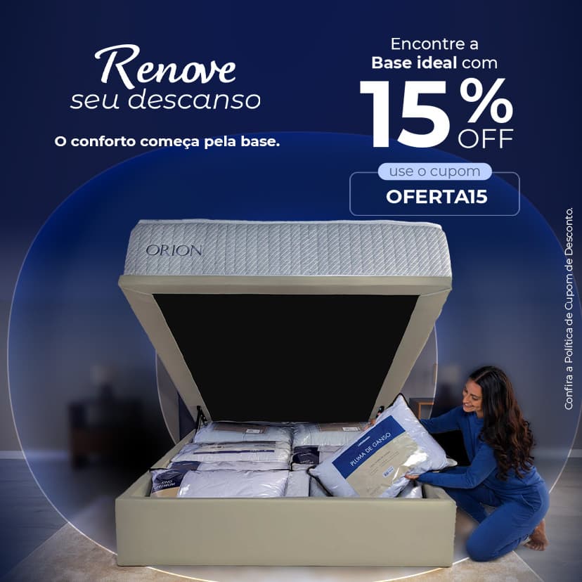 Renove seu descanso: base ideal com 15% de desconto usando o cupom OFERTA15